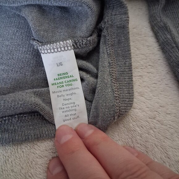 Aerie Women's Size Large Dark Heather Gray Let's Bounce Ribbed Cardigan - Picture 7 of 11